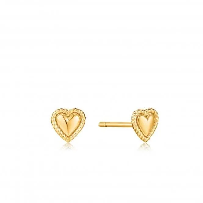 Boucles d'oreilles à clous Cœur en corde dorée E036-02G Ania Haie Jewellery