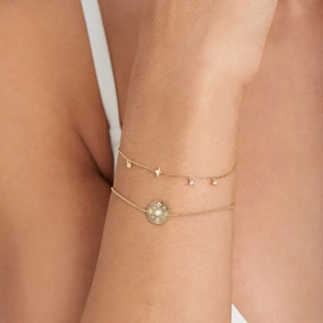 Bracelet Disque Opale Kyoto Étoiles Dorées Éparpillées B034-02G Ania Haie Jewellery