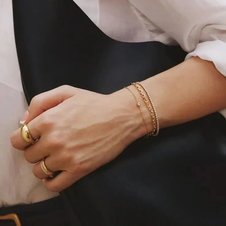 Bracelet en or avec bordure scintillante B062-01G Ania Haie Jewellery