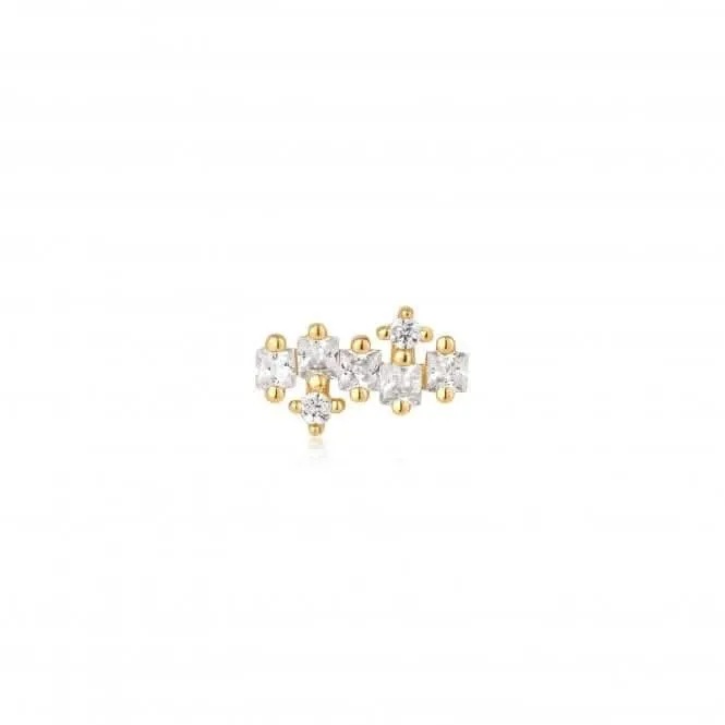 Boucle d'oreille à barrette grimpeuse en grappe scintillante or E047-12G Ania Haie Jewellery