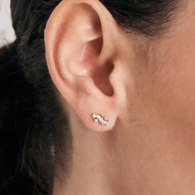 Boucle d'oreille à barrette grimpeuse en grappe scintillante or E047-12G Ania Haie Jewellery