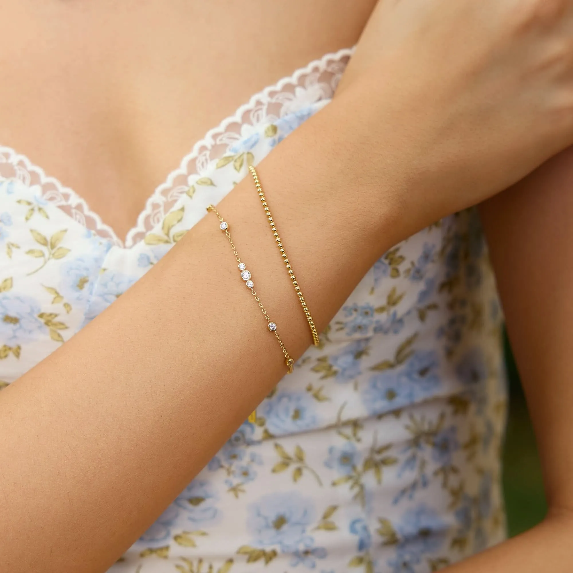 Bracelet à stations en zircone cubique avec bords étincelants or B065-03G Ania Haie Jewellery