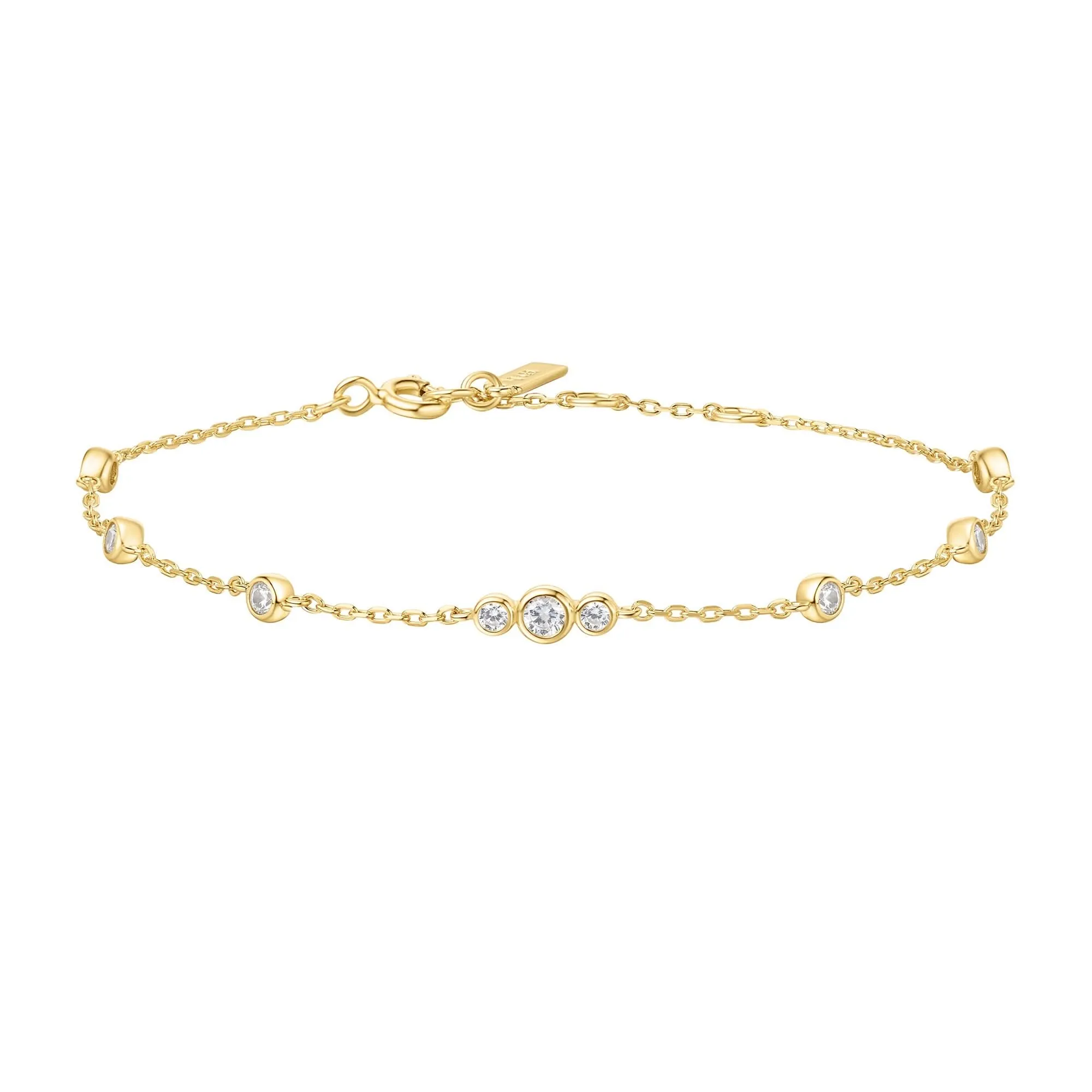 Bracelet à stations en zircone cubique avec bords étincelants or B065-03G Ania Haie Jewellery