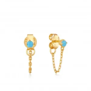 Boucles d'oreilles à clous avec chaîne en turquoise dorée E033-03G Ania Haie Jewellery