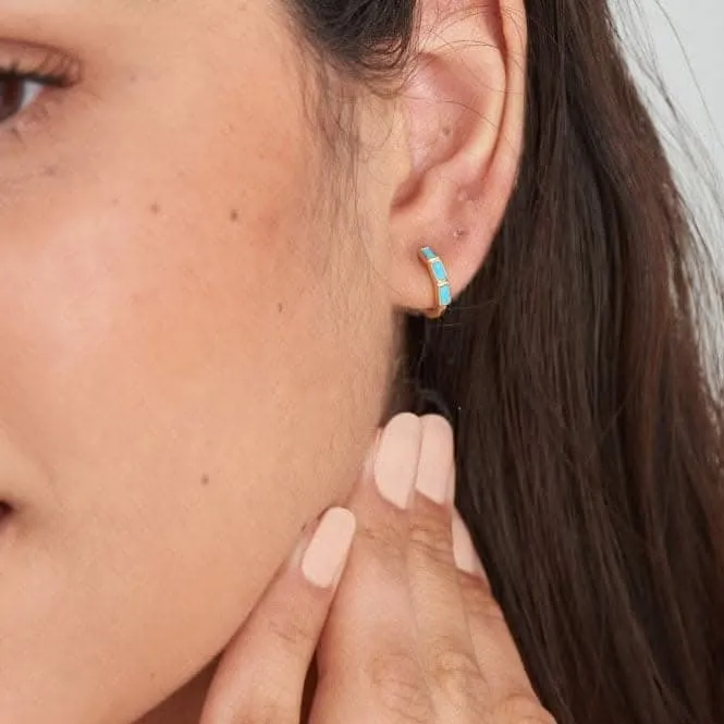 Boucles d'oreilles Huggie en or et turquoise E033-04G Ania Haie Jewellery