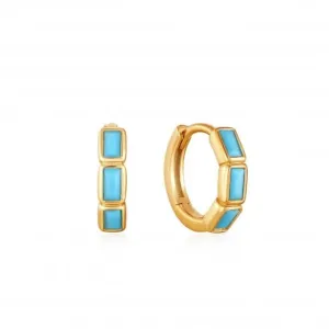 Boucles d'oreilles Huggie en or et turquoise E033-04G Ania Haie Jewellery