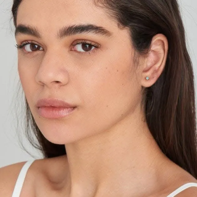 Boucles d'oreilles carrées en or et turquoise E033-01G Ania Haie Jewellery