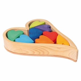 Grimm's Wooden Heart Shaped Blocks-Rainbow