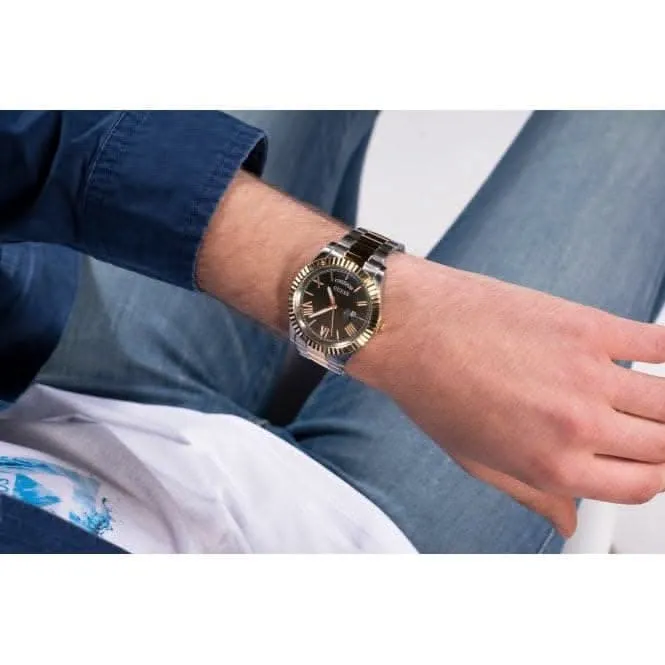 Guess Gents Connoisseur Montre en Acier Inoxydable Bicolore GW0265G8