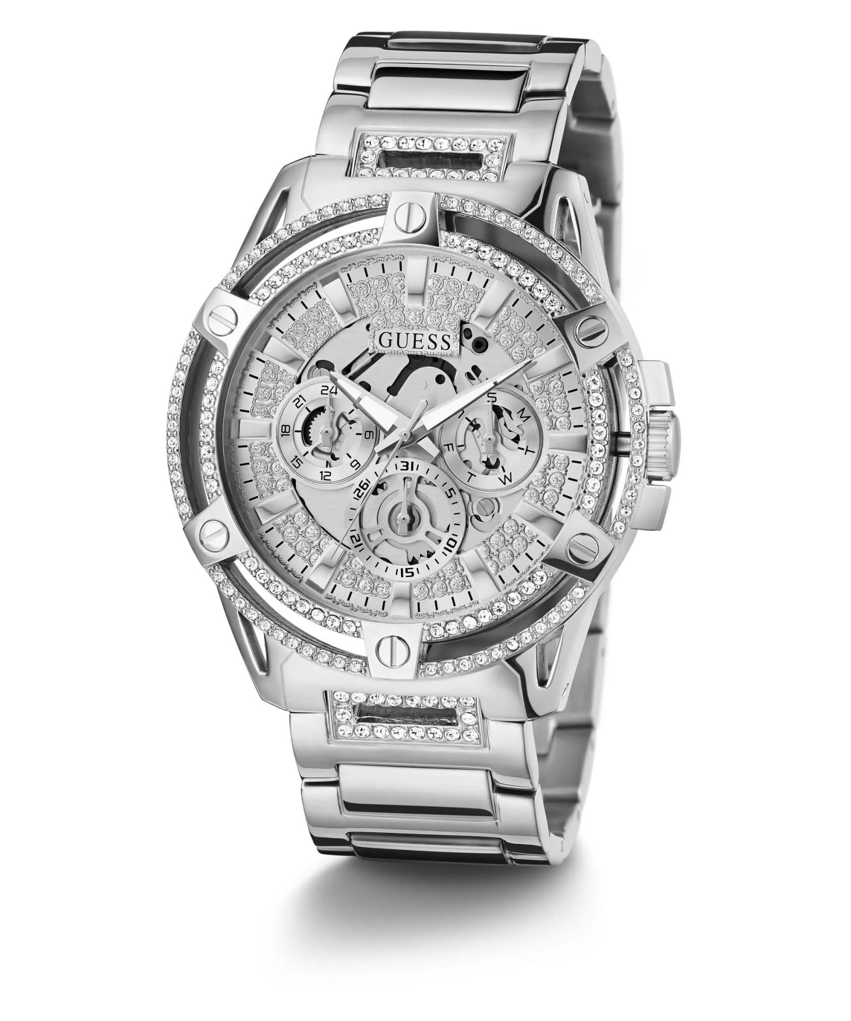 Montre Guess Gents King en acier inoxydable finition argentée GW0497G1