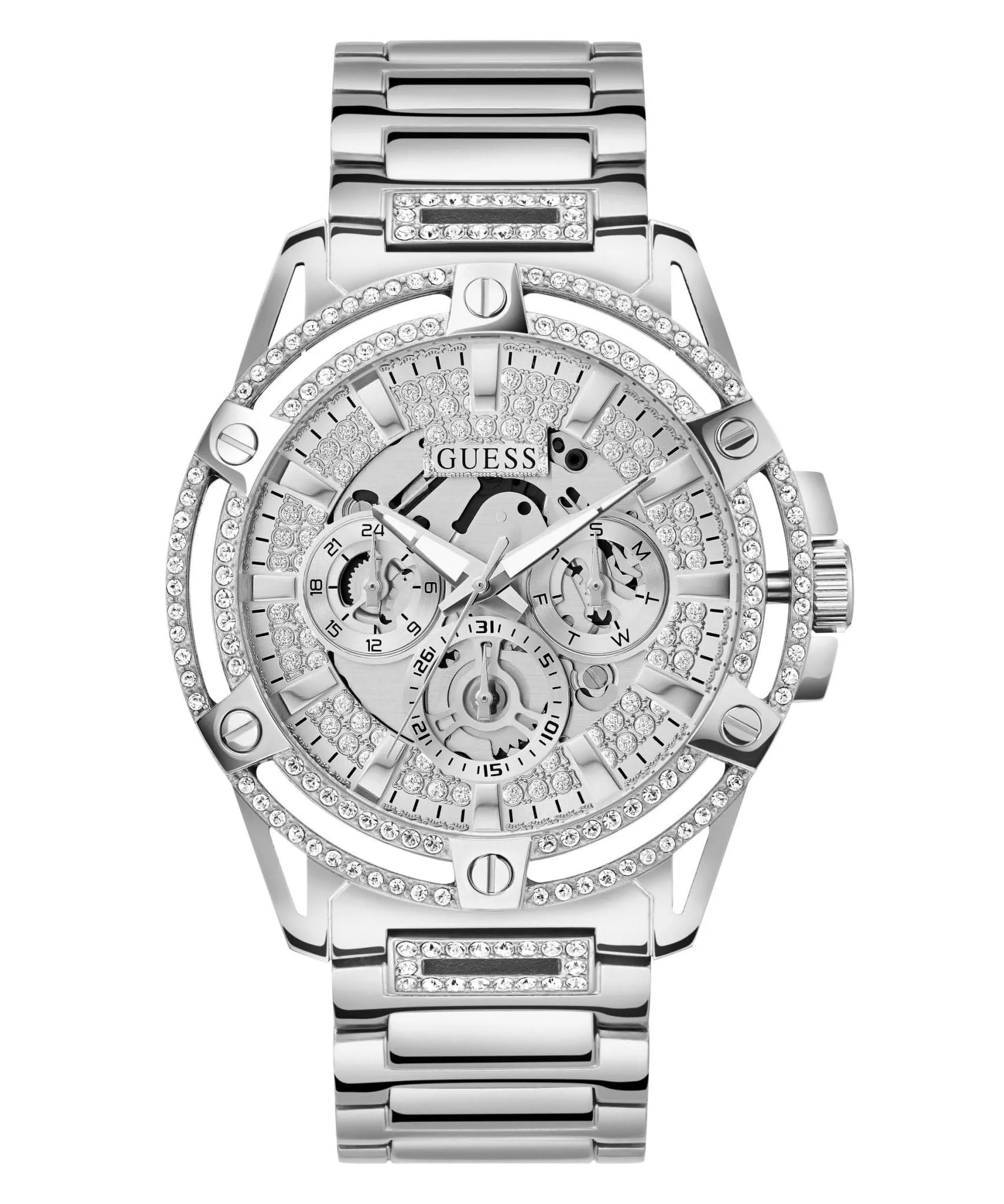 Montre Guess Gents King en acier inoxydable finition argentée GW0497G1