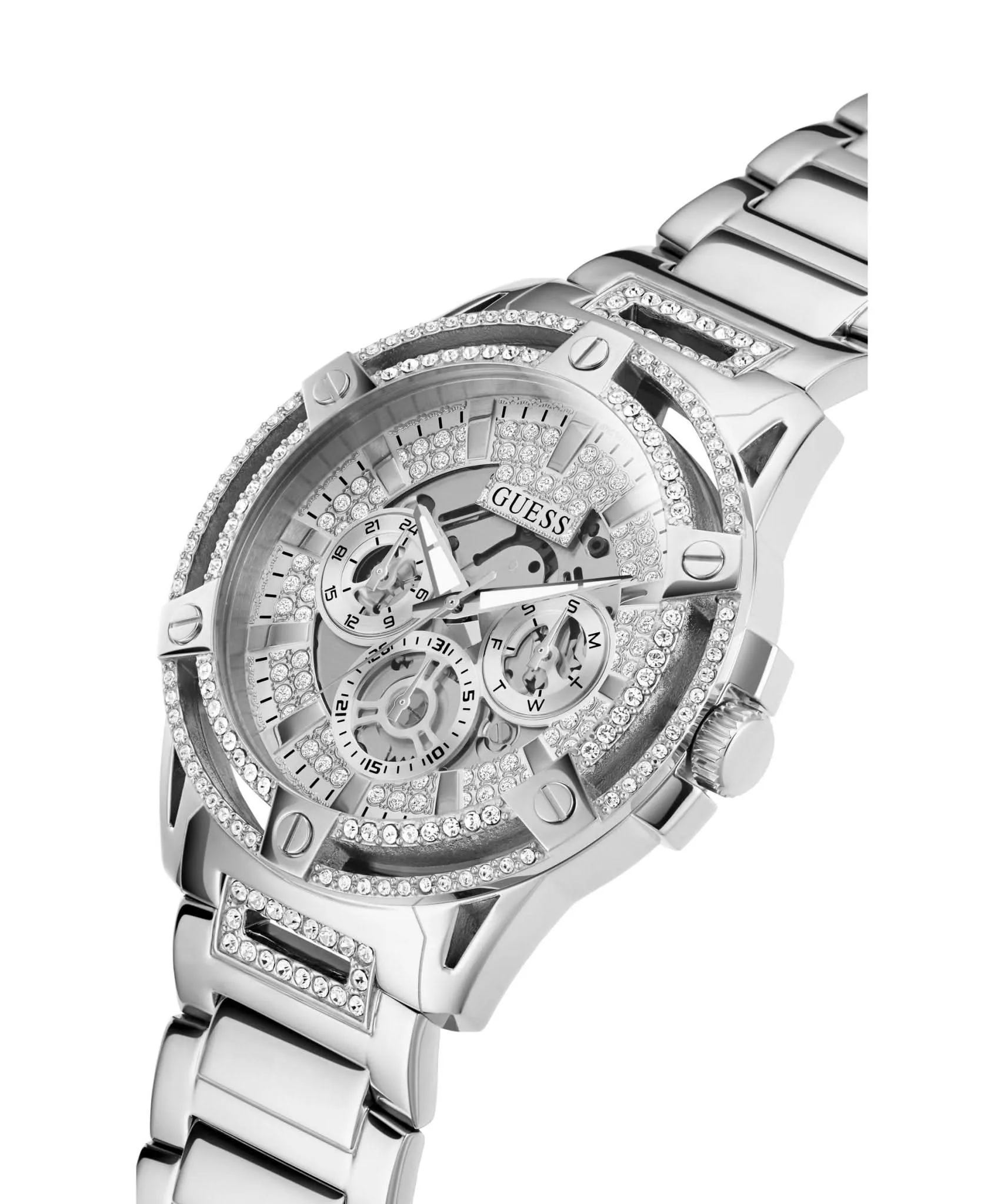 Montre Guess Gents King en acier inoxydable finition argentée GW0497G1
