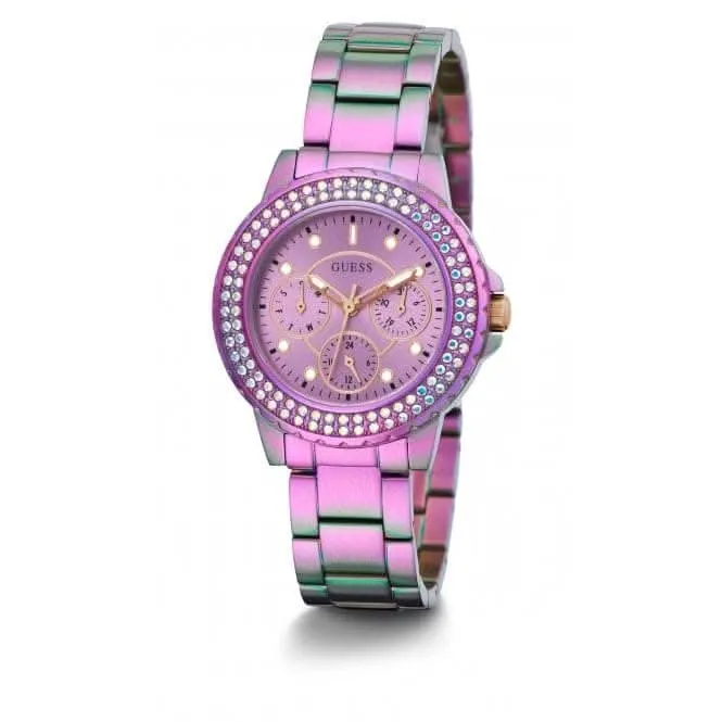 Guess Ladies Crown Jewel Monture en Acier Inoxydable Cadran Iridescent GW0410L4