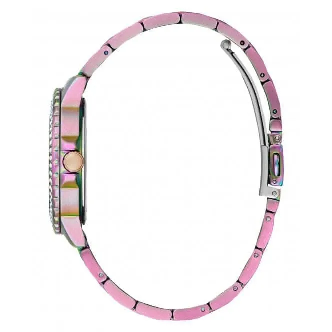Guess Ladies Crown Jewel Monture en Acier Inoxydable Cadran Iridescent GW0410L4