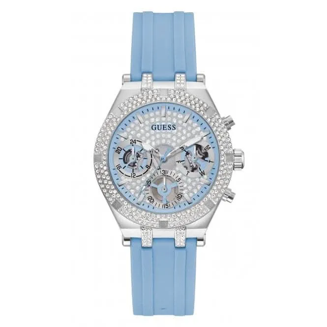 Montre en silicone argentée Guess Ladies Heiress GW0407L1