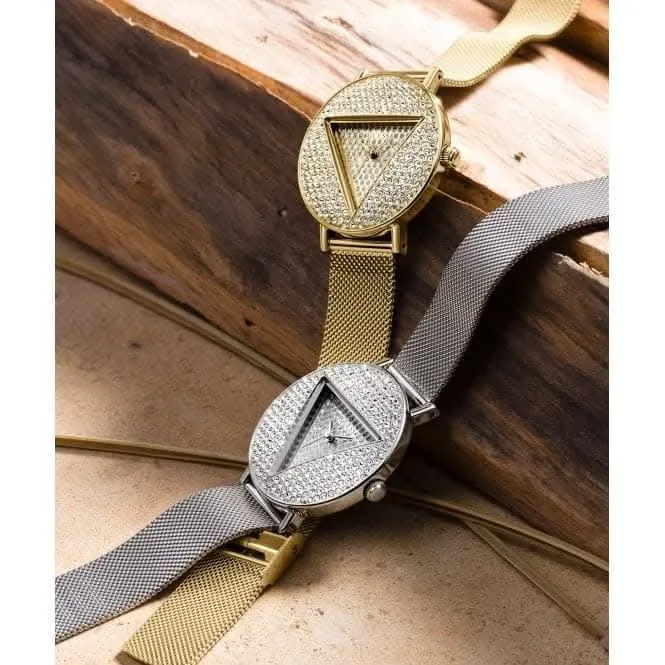 Guess Ladies Iconic Montre en Acier Inoxydable à Bracelet Maillé Argenté GW0477L1
