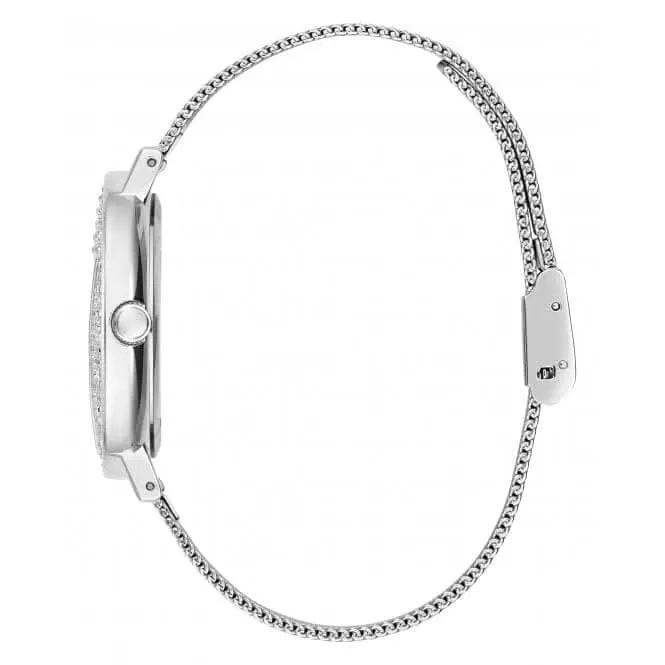 Guess Ladies Iconic Montre en Acier Inoxydable à Bracelet Maillé Argenté GW0477L1