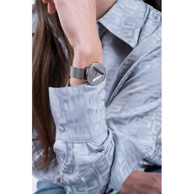 Guess Ladies Iconic Montre en Acier Inoxydable à Bracelet Maillé Argenté GW0477L1
