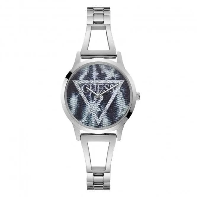 Montre Guess pour Femmes en Denim Acide Argenté Bleu avec Cadran Logo W1145L1