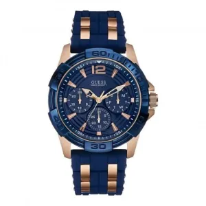 Montre Guess pour homme en silicone texturé bleu W0366G4
