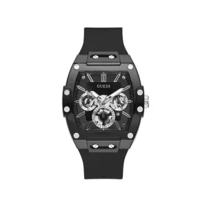 Montre Guess Phoenix Gents à bracelet en cuir noir GW0203G3