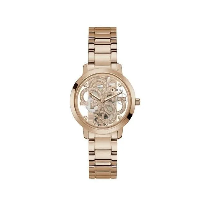 Montre Guess Quattro Clear Ladies Trend en acier inoxydable or rose GW0300L3
