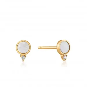 Perle Rare Boucles d'Oreilles Clous en Or Brillant Nacre E022-01G Ania Haie Jewellery
