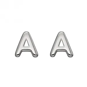 Boucles d'oreilles à clous en argent sterling initial A E6018 Bijoux Débuts