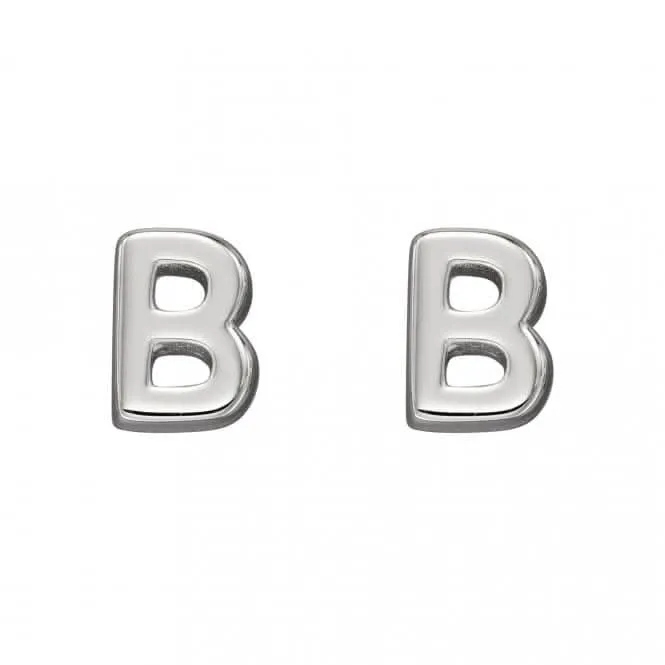 Boucles d'oreilles à clous en argent sterling Initial B E6019 - Bijoux Beginnings