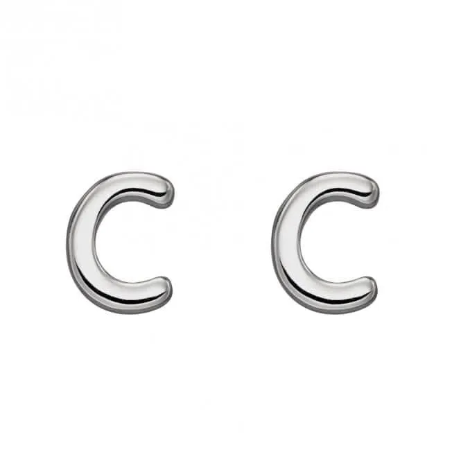 Boucles d'oreilles à clous en argent sterling Initial C E6020 - Bijoux Débuts