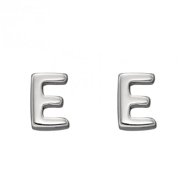 Boucles d'oreilles à clous Initial E en argent sterling E6022 - Bijoux Beginnings
