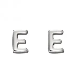 Boucles d'oreilles à clous Initial E en argent sterling E6022 - Bijoux Beginnings