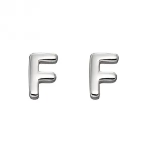Boucles d'oreilles à clous en argent sterling Initial F E6023 - Bijoux Débuts