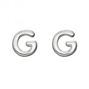Boucles d'oreilles à clous en argent sterling Initial G E6024 - Bijoux Débuts