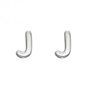 Boucles d'oreilles à clous en argent sterling initial J E6027 Bijoux Débuts