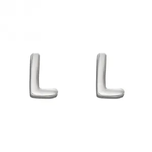 Boucles d'oreilles à clous en argent sterling initial L E6029 Bijoux Débuts