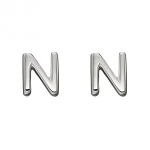 Boucles d'oreilles à clous Initial N en argent sterling E6031 - Bijoux Débuts