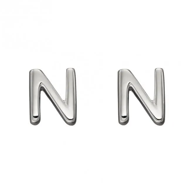 Boucles d'oreilles à clous Initial N en argent sterling E6031 - Bijoux Débuts
