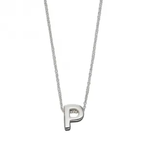 Plaque initiale P en argent uni Collier initial N4443 Bijoux de début