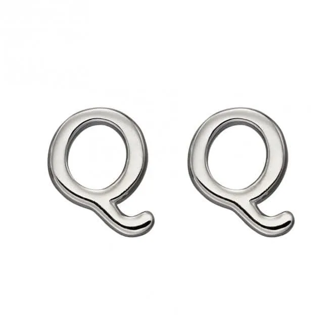 Boucles d'oreilles à clous en argent sterling Q initial E6034 - Bijoux Beginnings