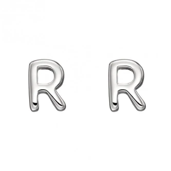 Boucles d'oreilles à clous en argent sterling initial R E6035 Bijoux Débuts