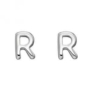 Boucles d'oreilles à clous en argent sterling initial R E6035 Bijoux Débuts