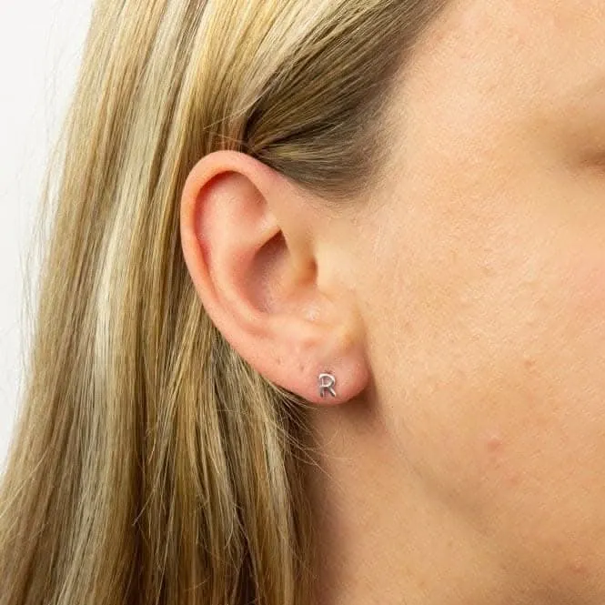 Boucles d'oreilles à clous en argent sterling initial R E6035 Bijoux Débuts