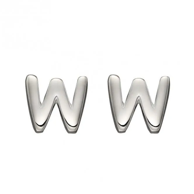 Boucles d'oreilles à clous en argent sterling W Initial E6040 - Bijoux Débuts