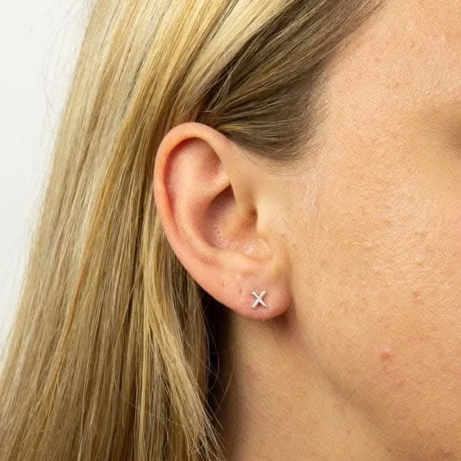 Boucles d'oreilles à clous en argent sterling Initial X E6041 - Bijoux Débuts