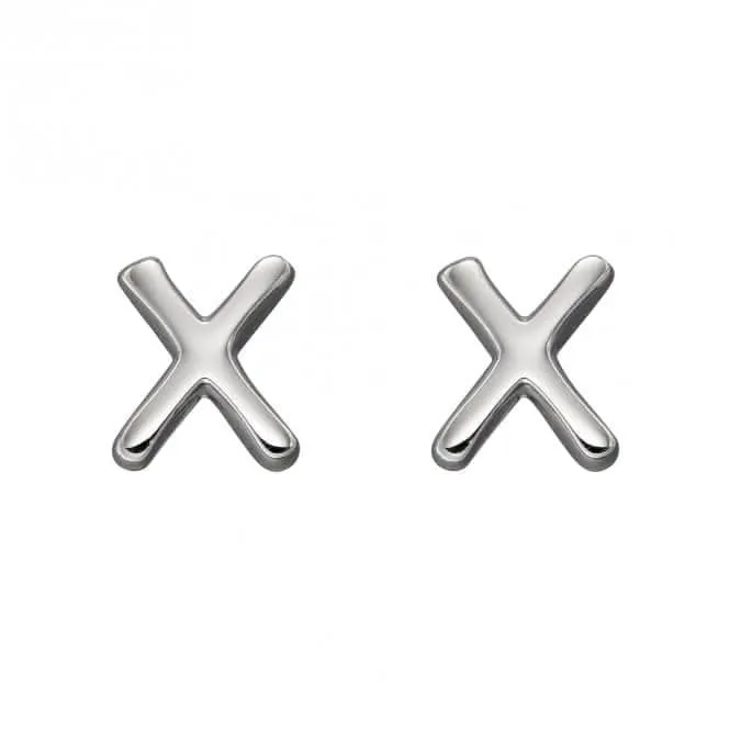 Boucles d'oreilles à clous en argent sterling Initial X E6041 - Bijoux Débuts