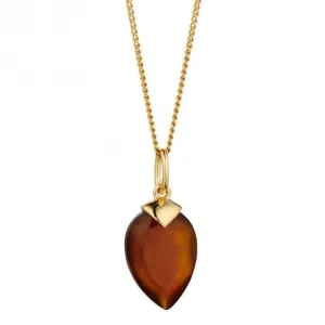 Pendentif en calcédoine pierre de naissance plaqué or jaune janvier P4975 Bijoux Beginnings