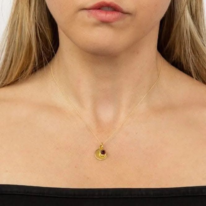 Collier Swarovski P5008 avec disque gravable en pierre de naissance plaqué or jaune de janvier - Bijouterie Beginnings