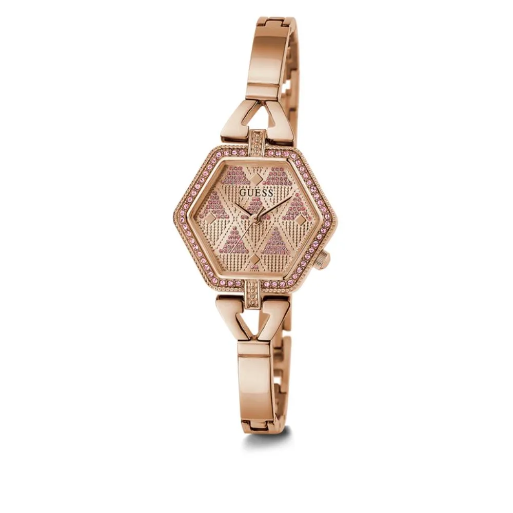 Montre Guess pour femme Audrey Glitz analogique en ton or rose GW0680L3