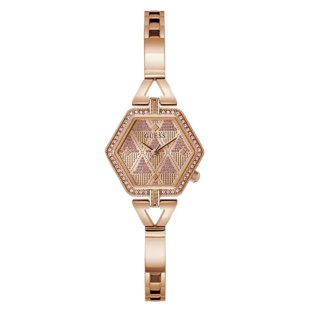 Montre Guess pour femme Audrey Glitz analogique en ton or rose GW0680L3